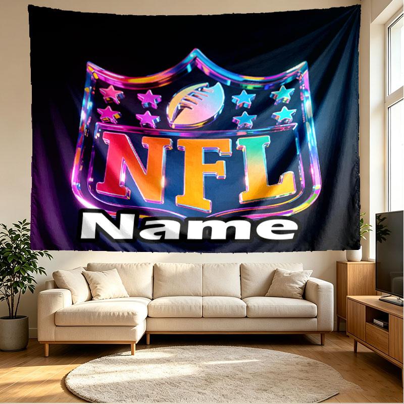 Custom Name Personalized NFL Print Tapestry, Wall Art Decor, Bedroom, Dorm, Apartment, LivingRoom, Party Backdrop, Gift for Birthday