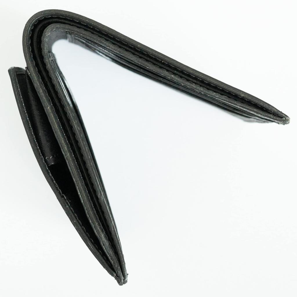 Его фабричный бумажник-бифолд (с кошельком для монет) Натуральная кожа Pueblo, ручная работа в Японии, подарок (черный)