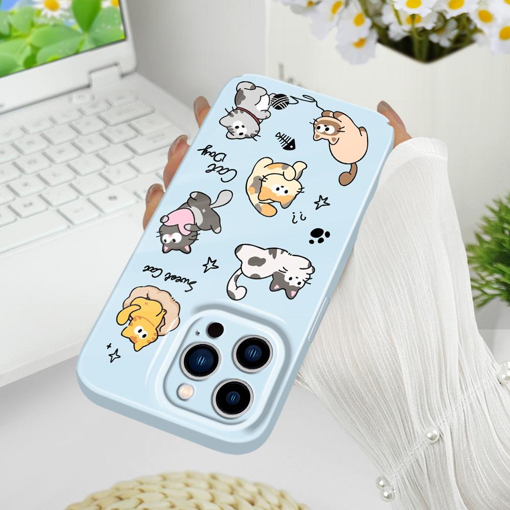 Чехол для телефона "Счастливый кот" для iPhone 13 12 11 7 8 6 6S Plus Pro Max Mini X XS XR SE 2020 2022 Пленка Жесткий чехол