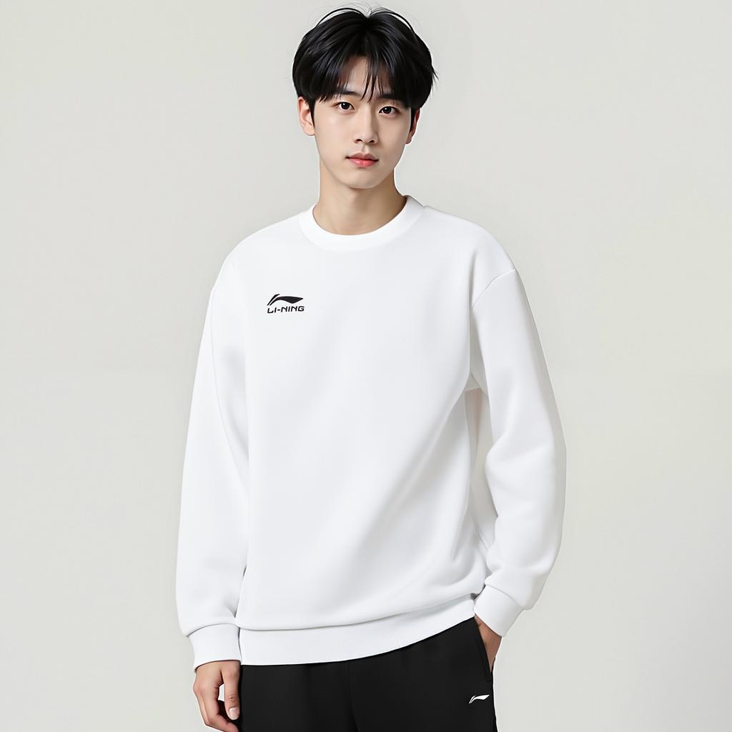 Li-Ning Универсальный простой с круглым вырезом с принтом букв повседневный свободный удобный свитшот унисекс AWDVG85-2