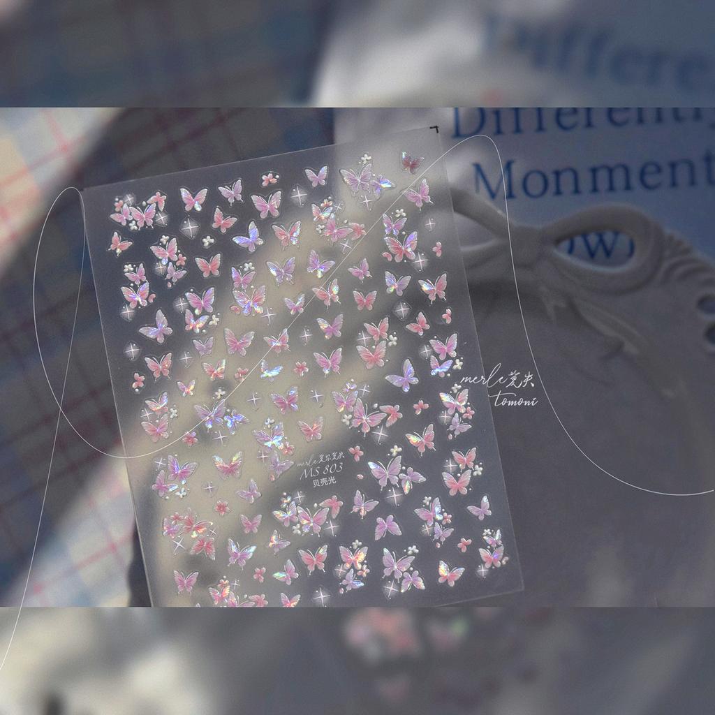 5D Ракушка Световые Наклейки для Ногтей Розовые Текучий Свет Наклейки для Ногтей Универсальные Звезда Бабочка Наклейки Для Украшения Ногтей DIY