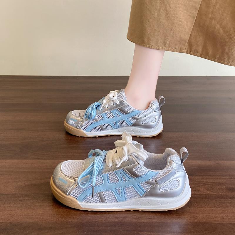 Модная женская повседневная обувь с круглым носком, на шнуровке, на плоской подошве, сетчатая (Воздушная сетка) Женская спортивная обувь Платье Спорт Мода Zapatillas De Mujer