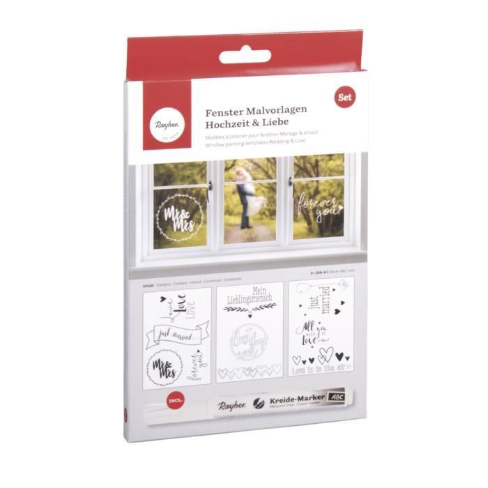 Kit de décoration - RAYHER - 3 modèles + 1 marqueur craie - Effaçable - Mixte - Adulte