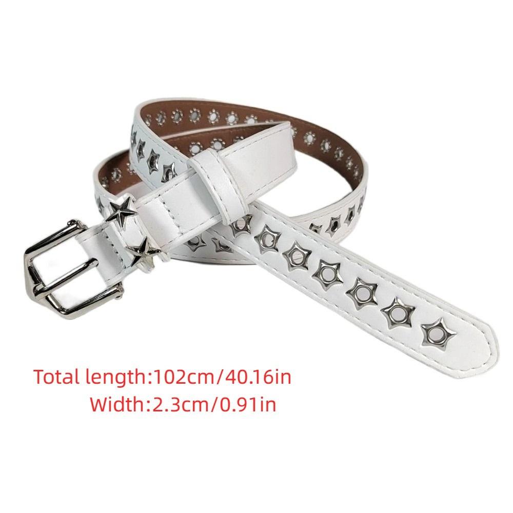 Star Eyelets Y2K Star Waist Belts Metal Buckle PU Leather Women's Jeans Belt Luxury Punk Decorative Girls Rivet Waistband Female