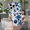 Прозрачный чехол для телефона с синими цветами для IPhone 16 15 14 13 12 11 Pro Max XR XS Max 7 8 Plus Личностный противоударный чехол