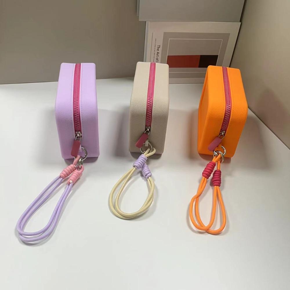 Кошелек для монет на молнии, однотонная косметичка, модный квадратный кошелек с наушниками