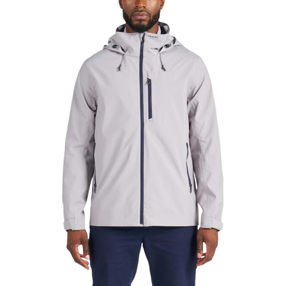 Decathlon TRIBORD SAILING 300 Однотонная дышащая водонепроницаемая ветрозащитная куртка на молнии мужская серебристо-серая