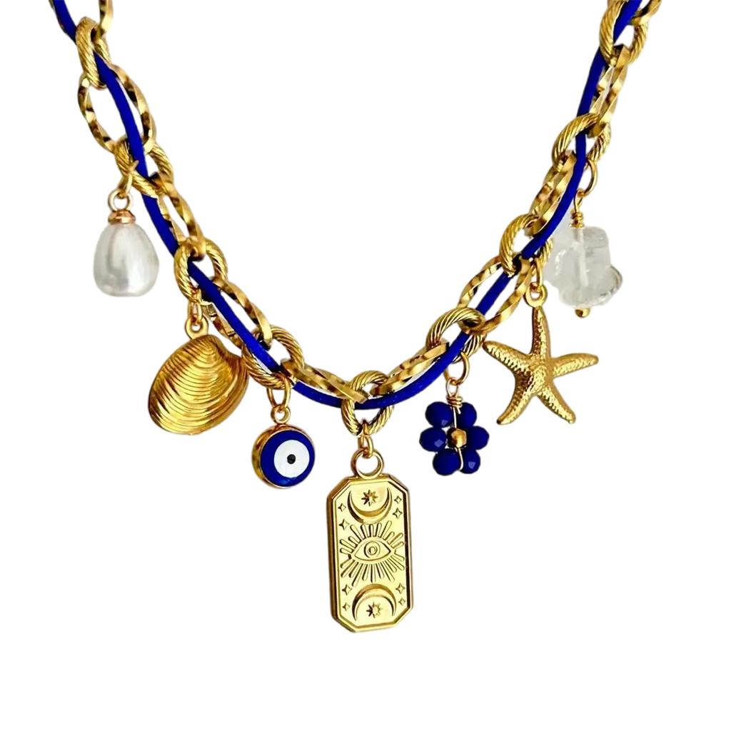 Adjustable Stainless Steel Rope Chain Necklace with Various Pendant Beach Neck Jewelry Suitable for Women and Girls