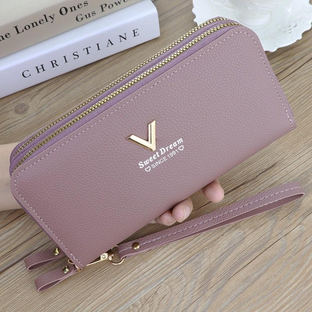 Fashion Double Zipper Long Wallet Large Capacity Multifunctional Card Holder PU Leather Purse Women