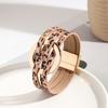 Women Circular Leather Cuff Bangle Multi-layer Wristband Magnetic Buckle Bracelet