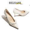 BEIJIANI 3356-1 Туфли-стилеты из атласа с узлом и жемчугом Сюхэ для женщин