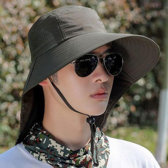 Унисекс солнцезащитная шляпа, защита шеи, полая сетка, ветрозащитный фиксированный ремешок, анти-УФ-складная солнцезащитная дышащая кепка для сада, рыбалки, уличная кепка