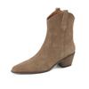 Nubuck Autumn Cow Suede Winter Shoes Med Heels Big Size Cowboy Boots Office Lady Keep Warm Ankle Boots