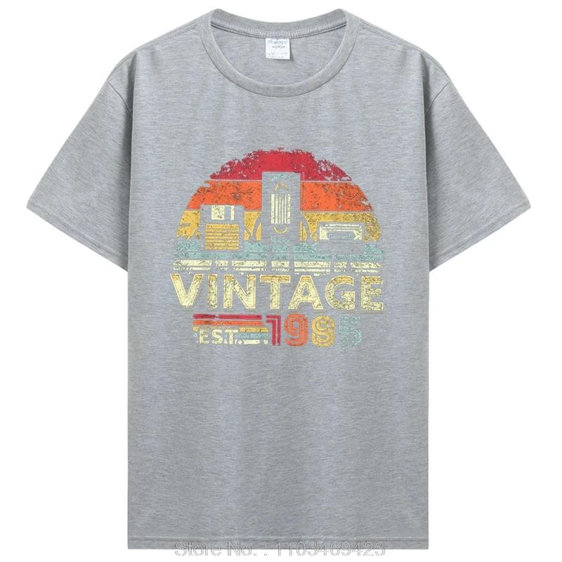 Забавная классическая винтажная футболка 1985 года, летняя футболка с графическим принтом для мужчин, уличная одежда, футболка на день рождения, потрясающая одежда.
