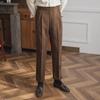 Men's High-Waist Straight-Leg Drape Trousers - British Style Formal for Spring & Autumn