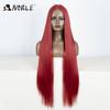 38 Inch Long Straight Synthetic Lace Front Wig Dark Brown Heat Resistant Lace Frontal Wig Natural Looking Glueless Wig For Women