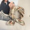 Premium 90Cm Floral Large Square Scarf Cotton And Linen Silk Scarf Women'S Headscarf Thin Scarf Sun Protection Shawl Outer Yarn