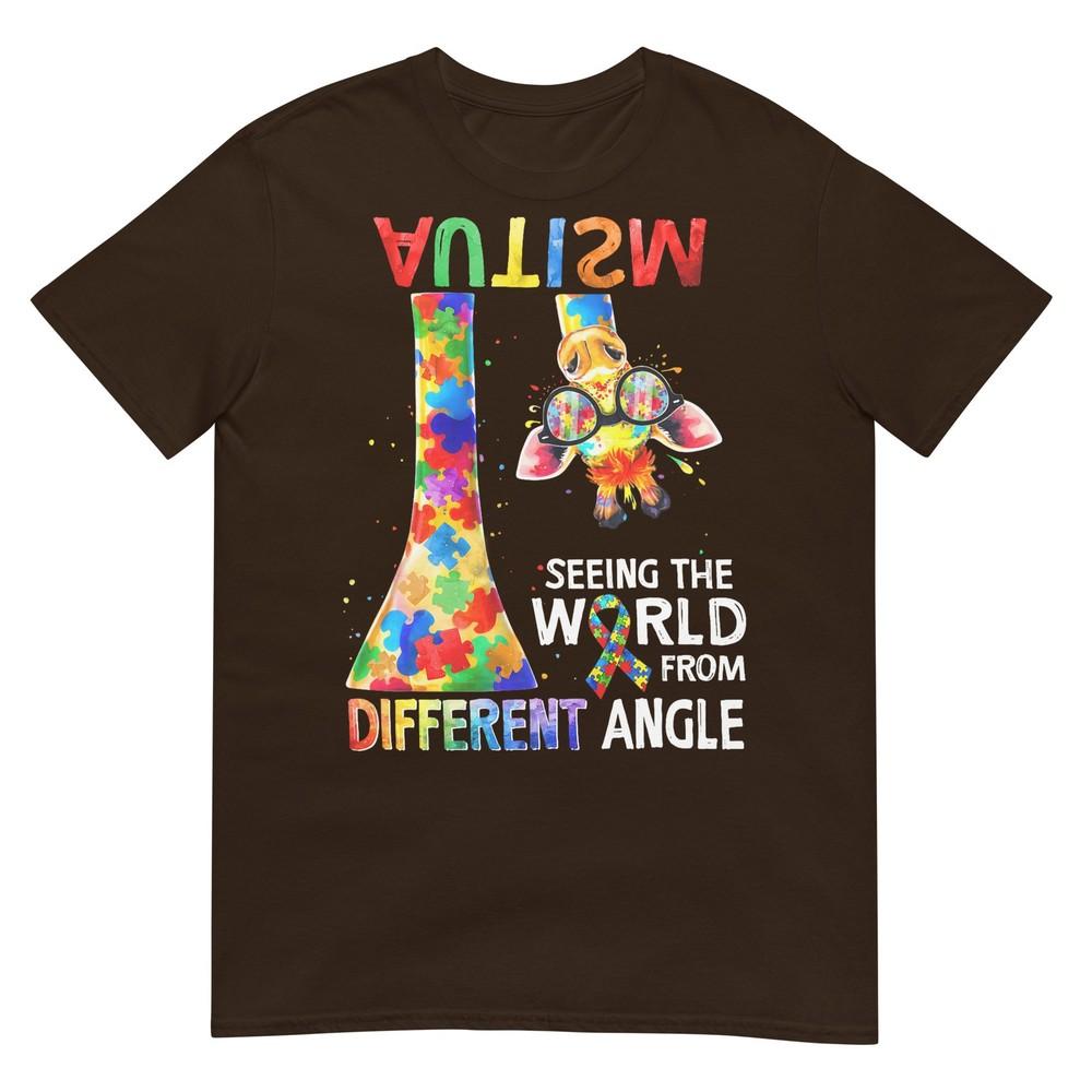 Giraffe Autism Awareness Seeing World Different Angle Kids TShirt