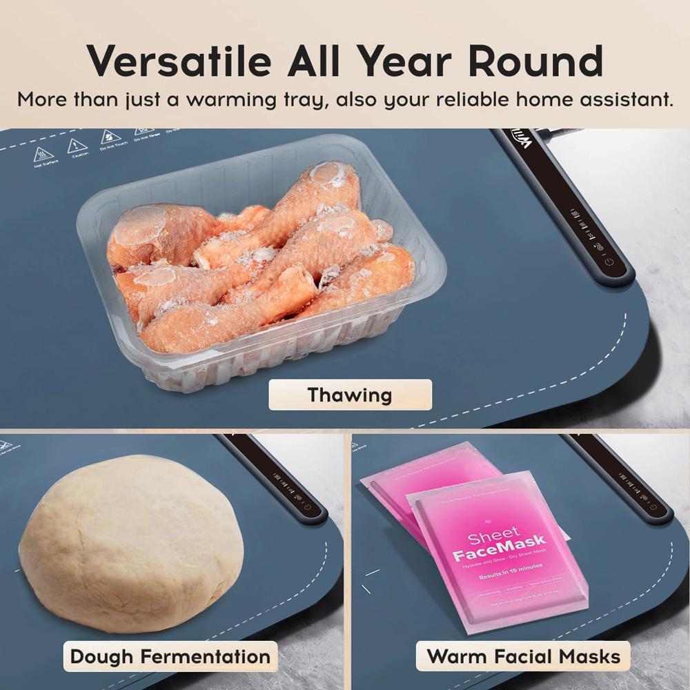 Willing BW614 Electric Warming Tray, 250W Power, 3 Temp Setting, Easy To Clean with Nano-Material, Auto Shut-Off, Blue