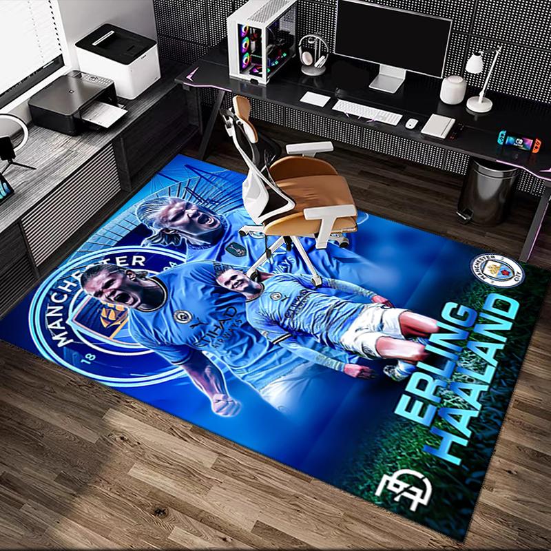 Erling Haaland Rug Ideal for Reading Room, Multi-purpose Office Chair Sofa Carpet, Anti-slip Printed Home Area Rug
