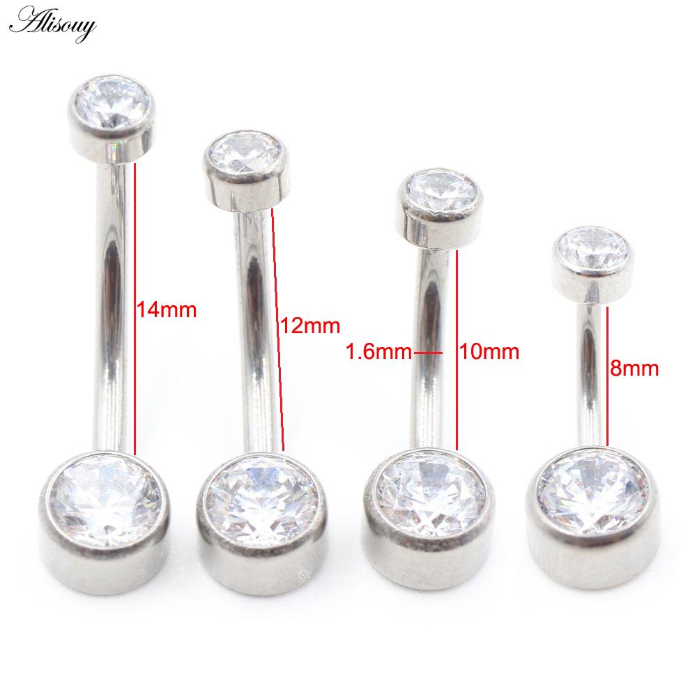 Alisouy 1PC с внутренней резьбой G23 титановый цилиндрический стержень круглый циркон женское пупочное кольцо пирсинг украшения для тела