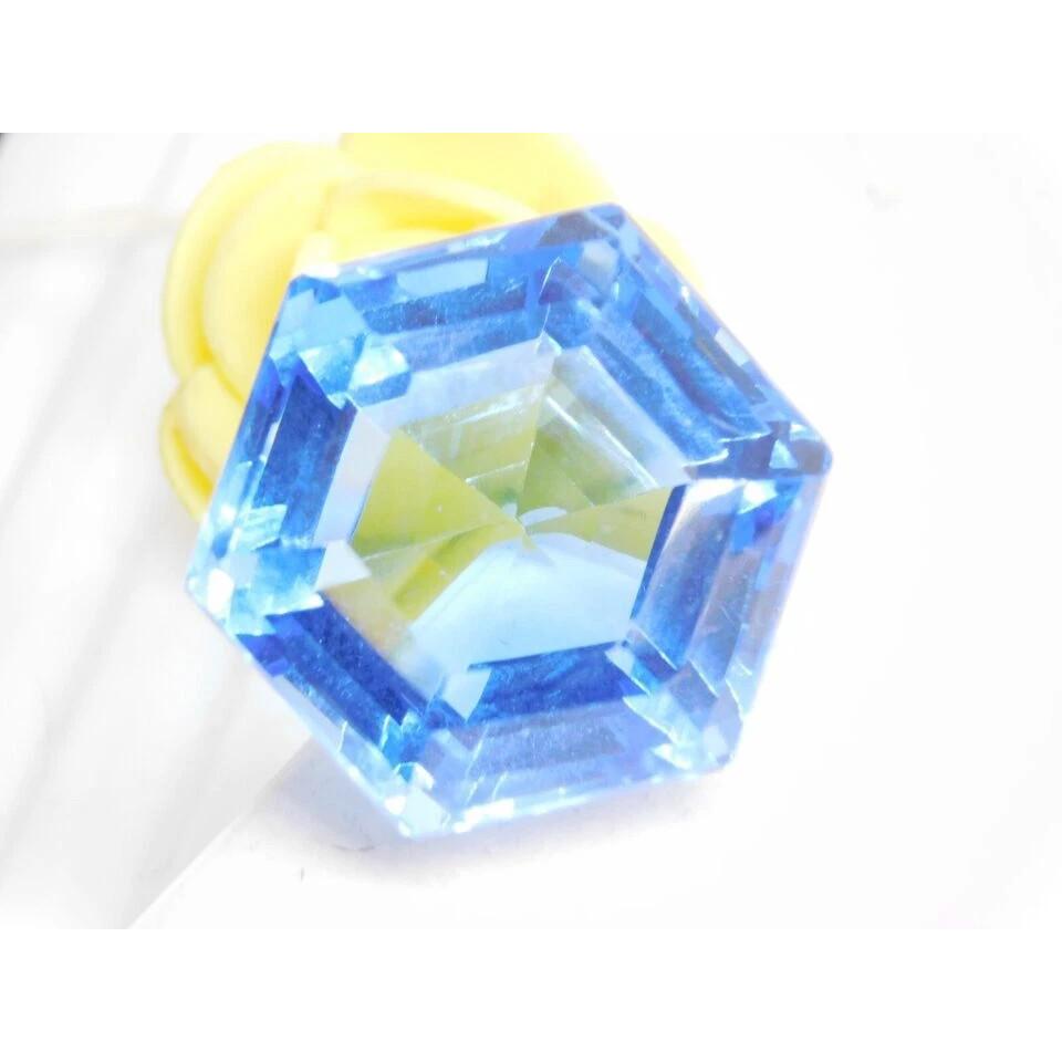 Hexagon Cut Natural Brazilian Blue Topaz 10+ Ct Rare Certified Loose Gemstone