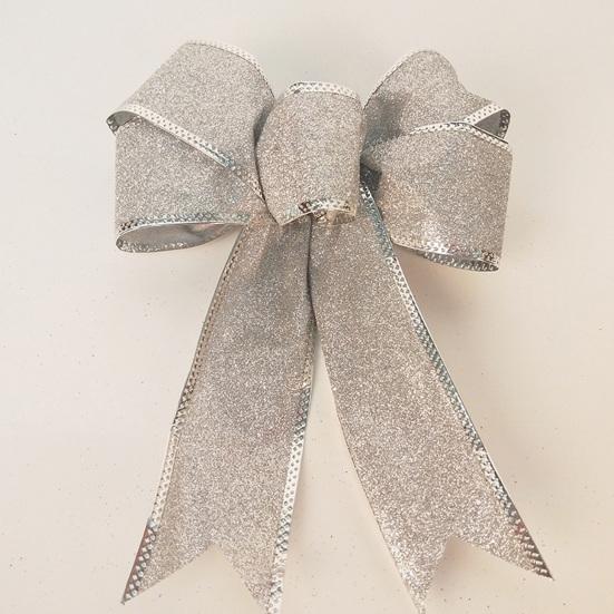 Frosted Shiny Wired Tied DIY Christmas Bow Xmas Tree Ribbon Bowknot Pendant Gift Box Decor Party Supplies