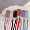 Crossbody Lanyard Plating Phone Case for Samsung S22 Ultra 5G Candy Color Soft Silicone Shockproof Protection Back Cover for Galaxy S21 Plus S20 FE