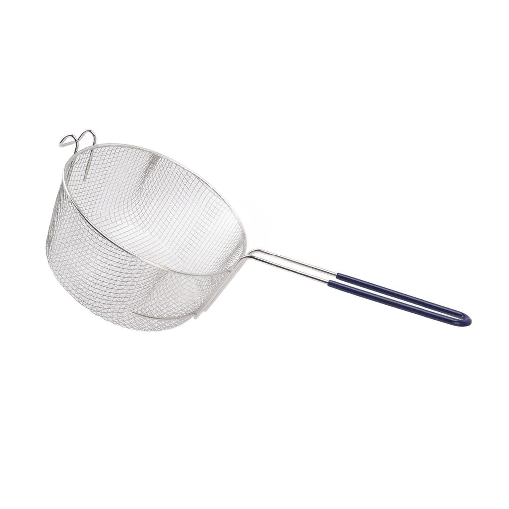 Frying Basket Stainless Steel Long Handle Reusable Rust Resistant Fry Net for Fish Chicken Nuggets Rubber Handle