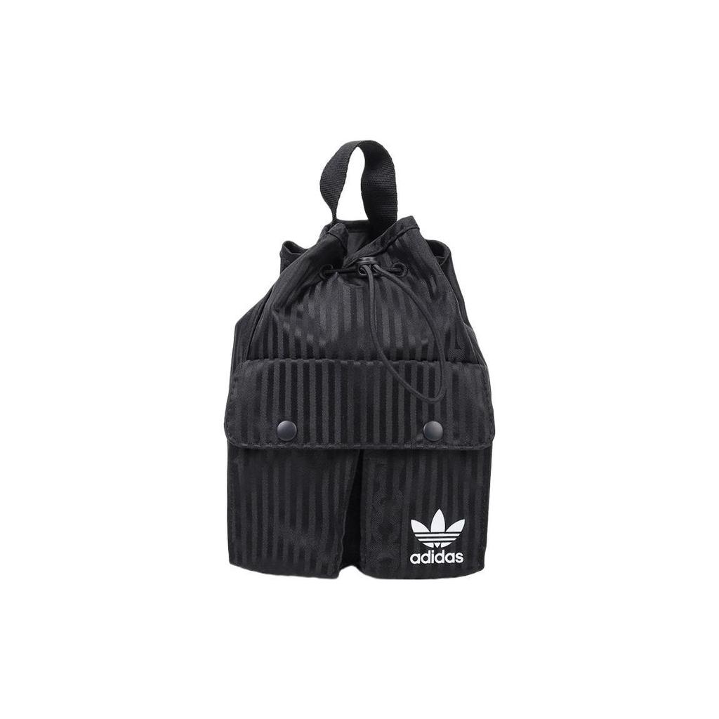 adidas Оригинальный рюкзак-ведро Adidas с логотипом Trefoil и полосками, на шнурке, полиэстер, унисекс, черный HD7022