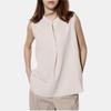 Uniqlo Однотонный цветочный жилет с полуоткрытым воротником без рукавов для женщин Топы Светло-бежевый 467623-30