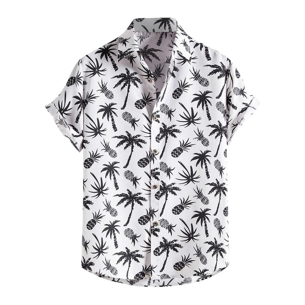 Весенне-летняя мужская пляжная рубашка Гавайская рубашка с короткими рукавами и цветочным узором