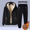 Warm Sport Suit Men 2 Pieces/Set Winter Sportsuit Thermal Hoodies Sets Fleece Tracksuit Windproof Gym Run Sportswear