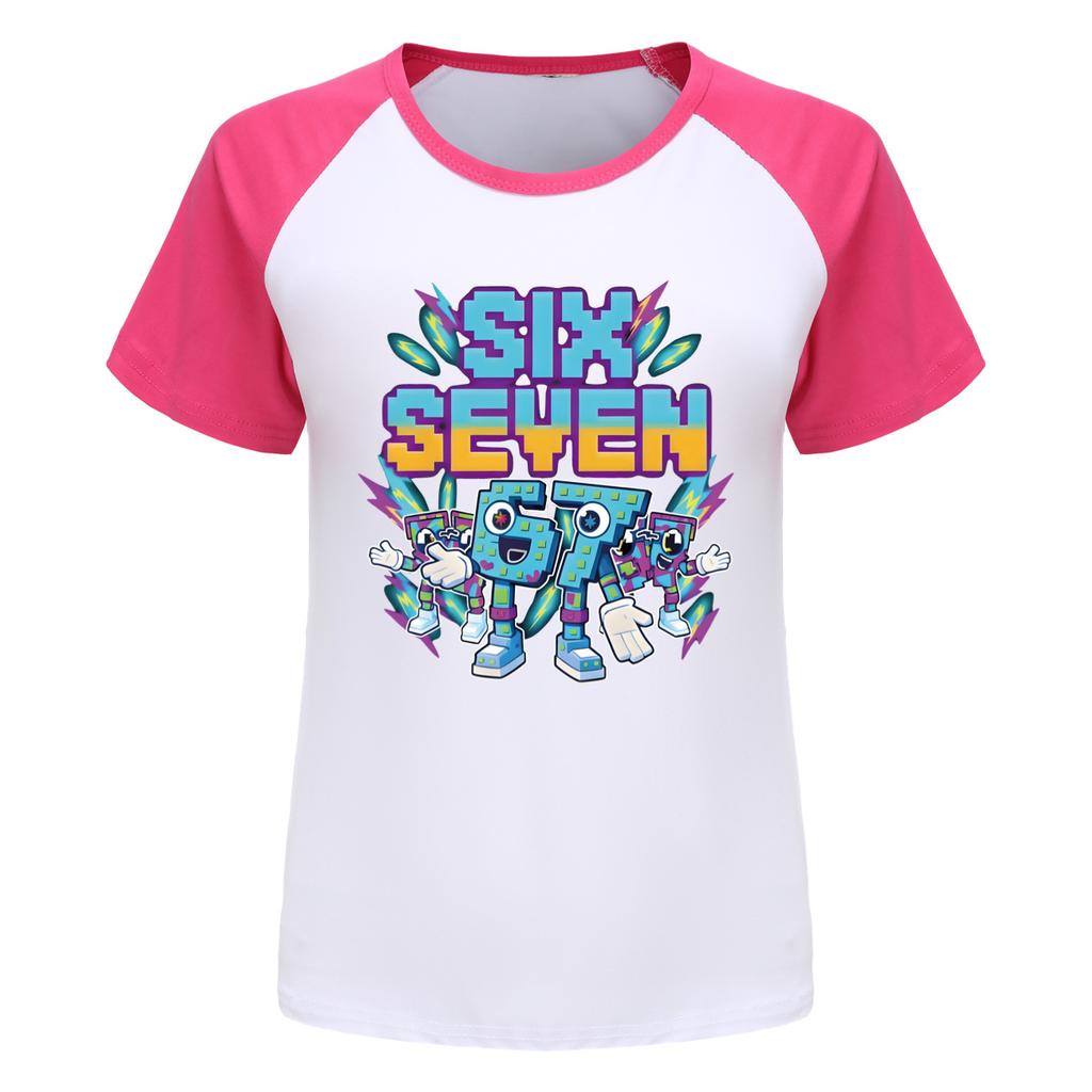 5220 Детская футболка с принтом Steal a Brainrot 67 Six Seven, реглан с короткими рукавами для мальчиков и девочек