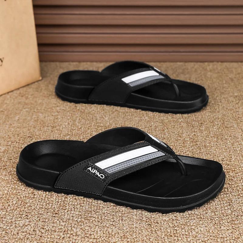 Модные мужские модные повседневные шлепанцы Летняя верхняя одежда Нескользящие банные тапочки для плавания на пляже Подошва из ПВХ Удобная обувь