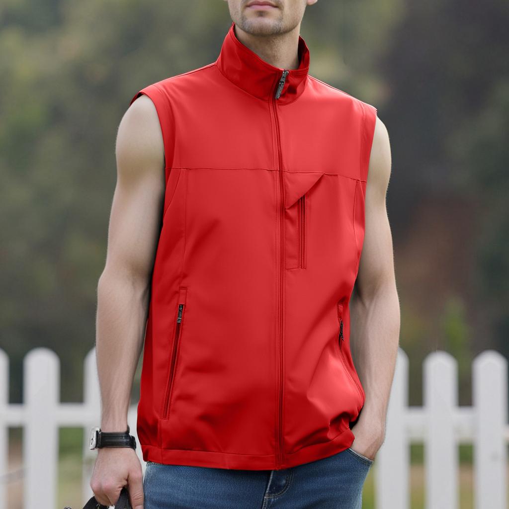 Men's Windproof Lightweight Golf Vest Outerwear With Pockets, Softshell Sleeveless Jacket For Running Hiking Sports