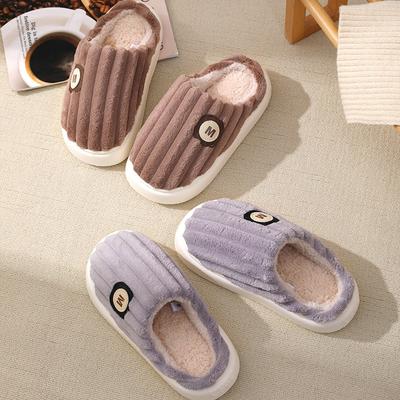 Циси хлопковые тапочки мужские домашние плюшевые простые полосатые толстая подошва пара пушистые тапочки женские для пола