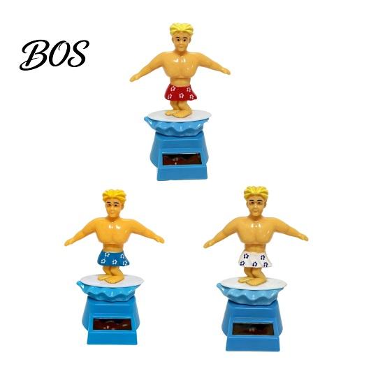 Anti-slip Car Decoration Surfer Boy Solar Nodding Toy, Cartoon Bobblehead for Accessory For Bumpy Roads Dashboard, Auto Swing Shaking Figure
