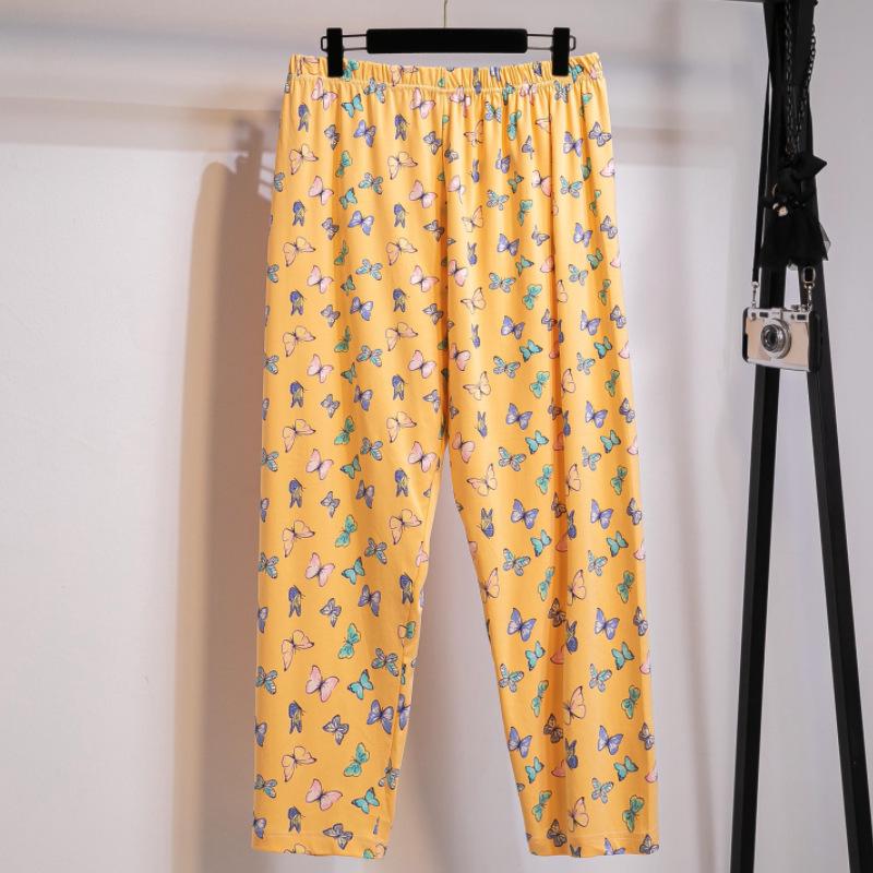 Милый женский пижамный комплект большого размера 2025 - Топ с длинным рукавом и брюки из чистого хлопка