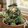 Прочный Садовый Арт для Улицы Сказочный Гном Лесной Колышек Колышек Лист Гном Украшение-Фигурка для Двора Покрытый Мхом Декор для Газона