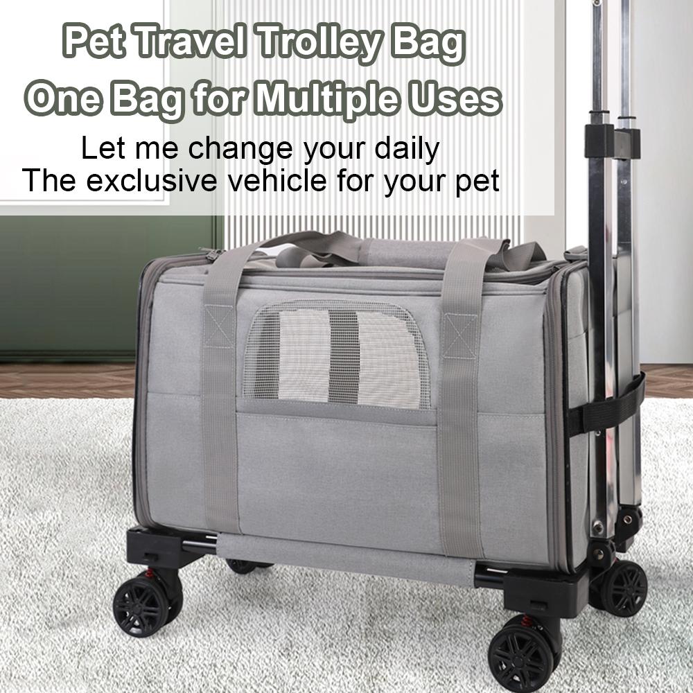 Pet Trolley Bag Detachable Rolling Carrier for Small Dogs Cats Portable Pet Travel Carrier with