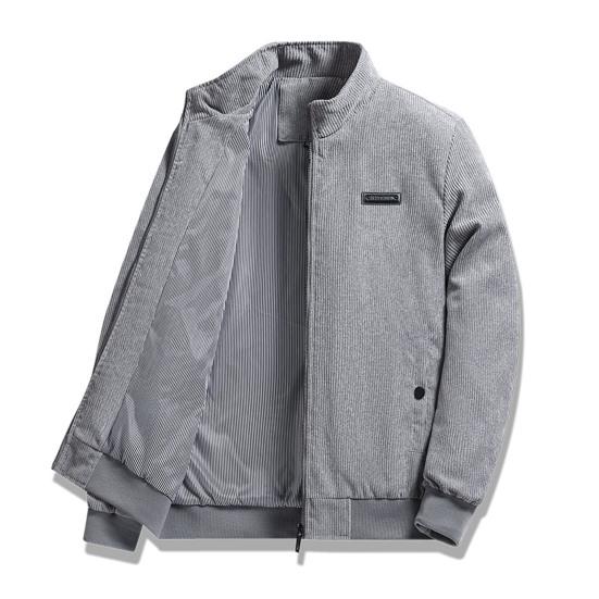 Мужское тонкое вельветовое пальто на весну и осень с воротником-стойкой и длинными рукавами, однотонная куртка на молнии с боковыми карманами, верхняя одежда