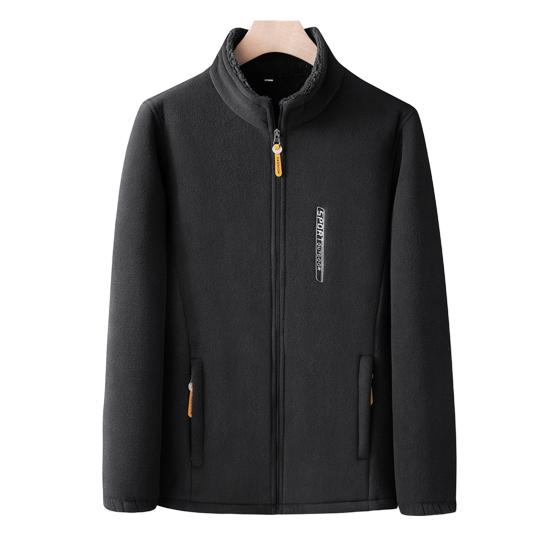 Мужское пальто с воротником-стойкой, длинным рукавом, флисовой подкладкой, кардиган, куртка, однотонная молния