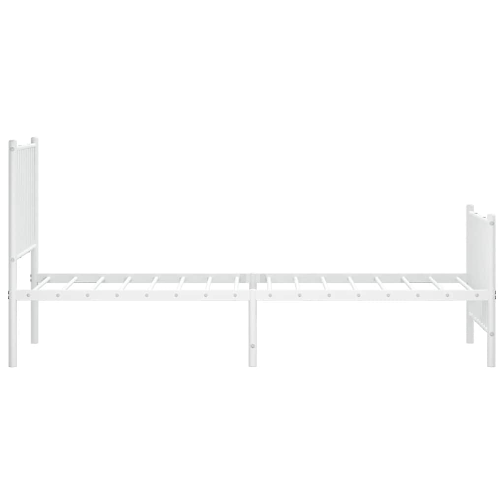 Metal Bed Frame with Headboard and Footboard White 80 x 200 cm