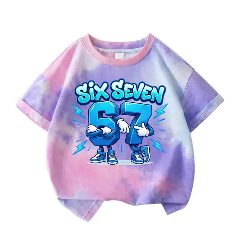 Summer Trendy Six Seven 67 Print Tshirt T-Shirt Kids Boys Girls Casual Short Sleeve