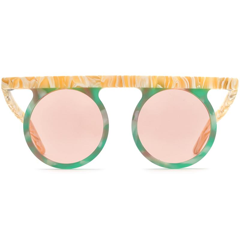 Borregls Matte Acetate Multicolour Polarized Sunglasses UV400 Women Brand Designer Retro Vintage Round Sun Glasses Men 19339T