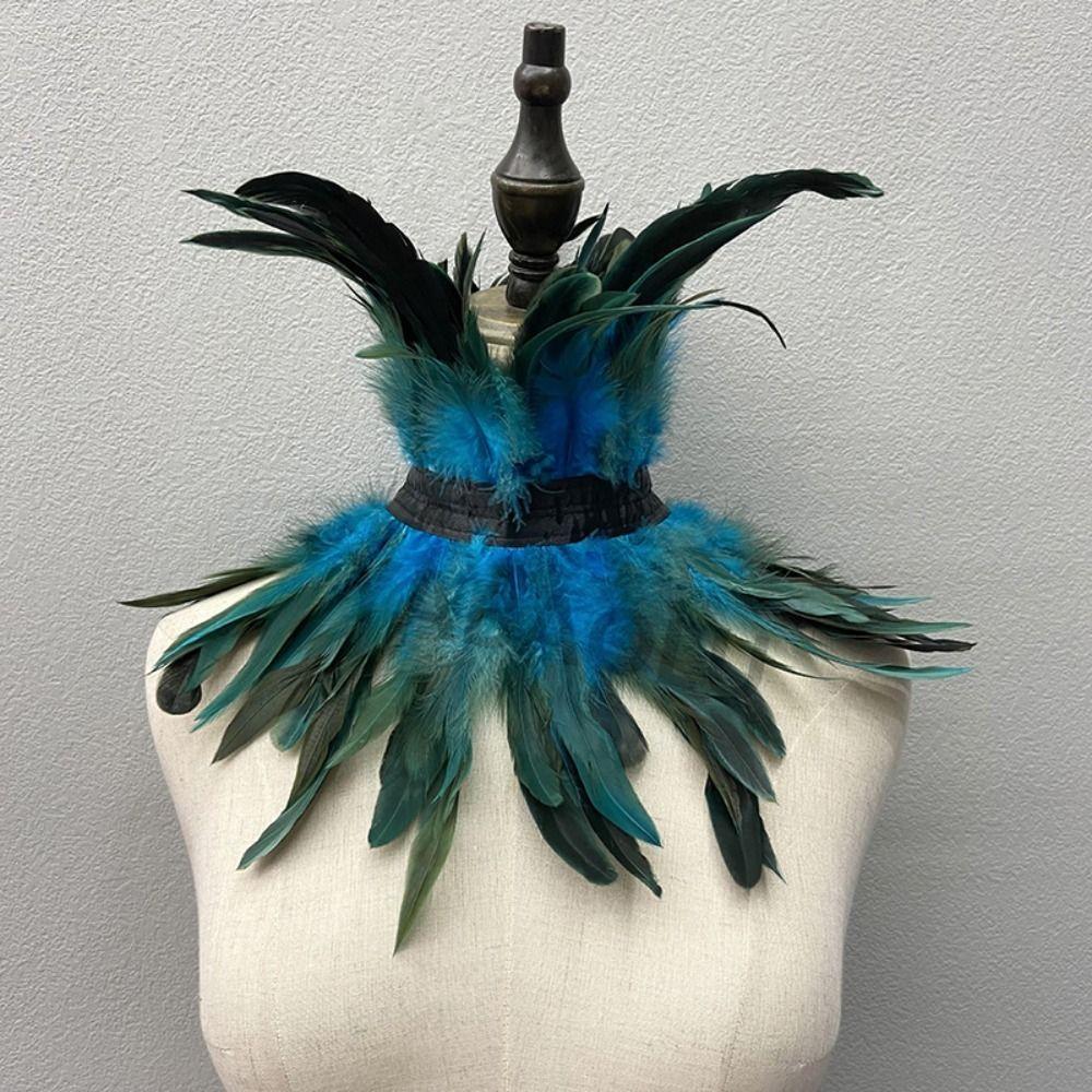 Women Cosplay Accessories Halloween Decor Gothic Clothes Feather Scarf Fur Shawl