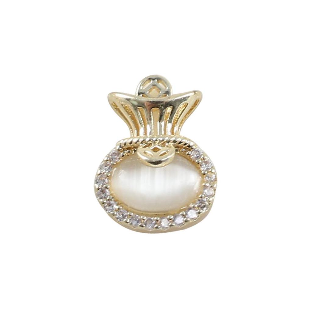 Новогодний маникюр: Роскошный подвеска-мешочек с цирконием и золотой инкрустацией из страз, носимые аксессуары для ногтей