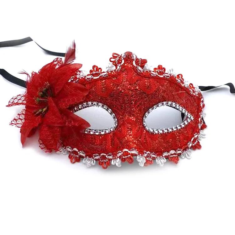 Маска для взрослых с цветком сбоку, маскарадная маска, новая модная маска для глаз на половину лица, макияж для вечеринки, маска для венецианской вечеринки, маска для Марди Гра