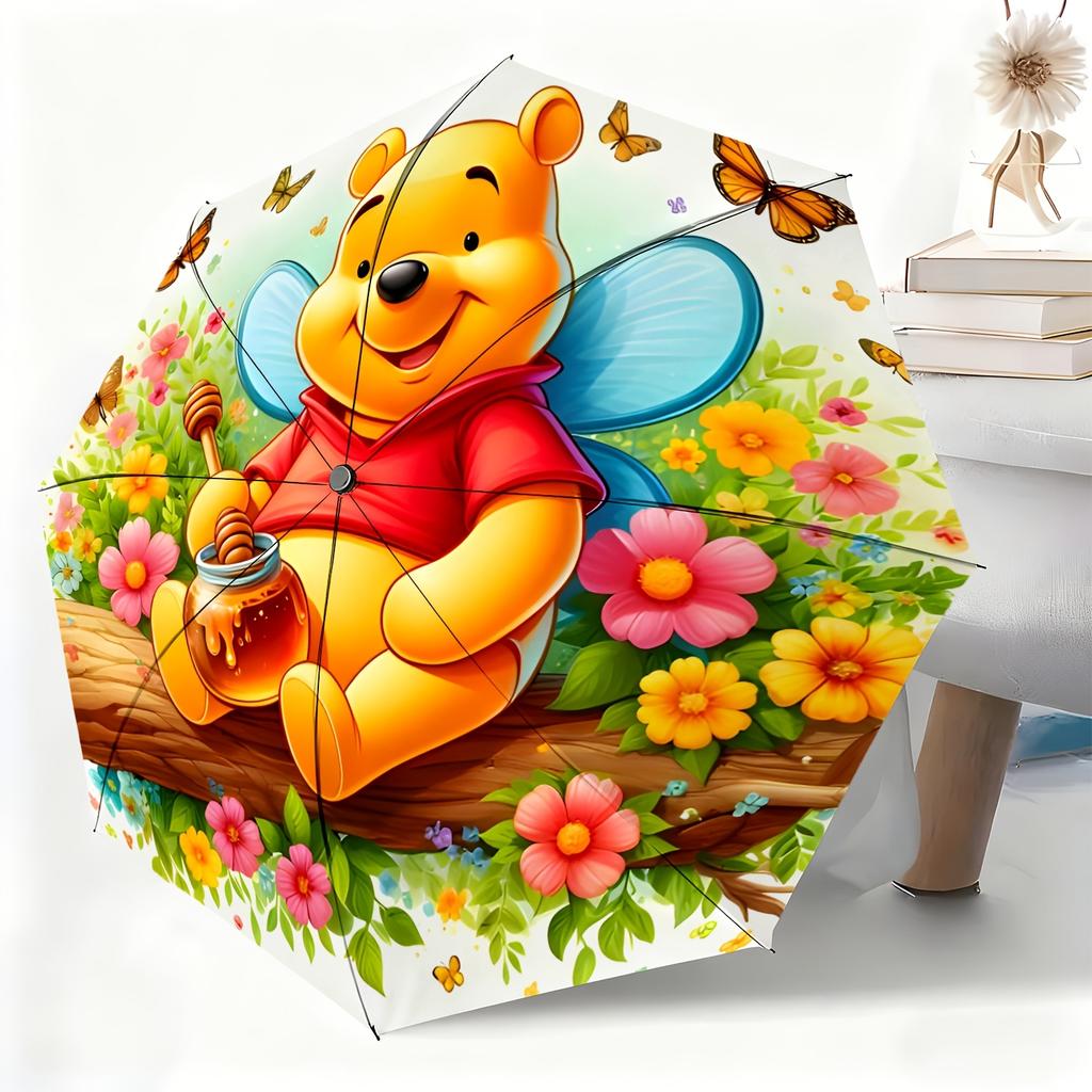 A Fully Automatic Umbrella Featuring The Disney-Authorized Winnie The Pooh Cartoon Character, Suitable for All Occasions As a